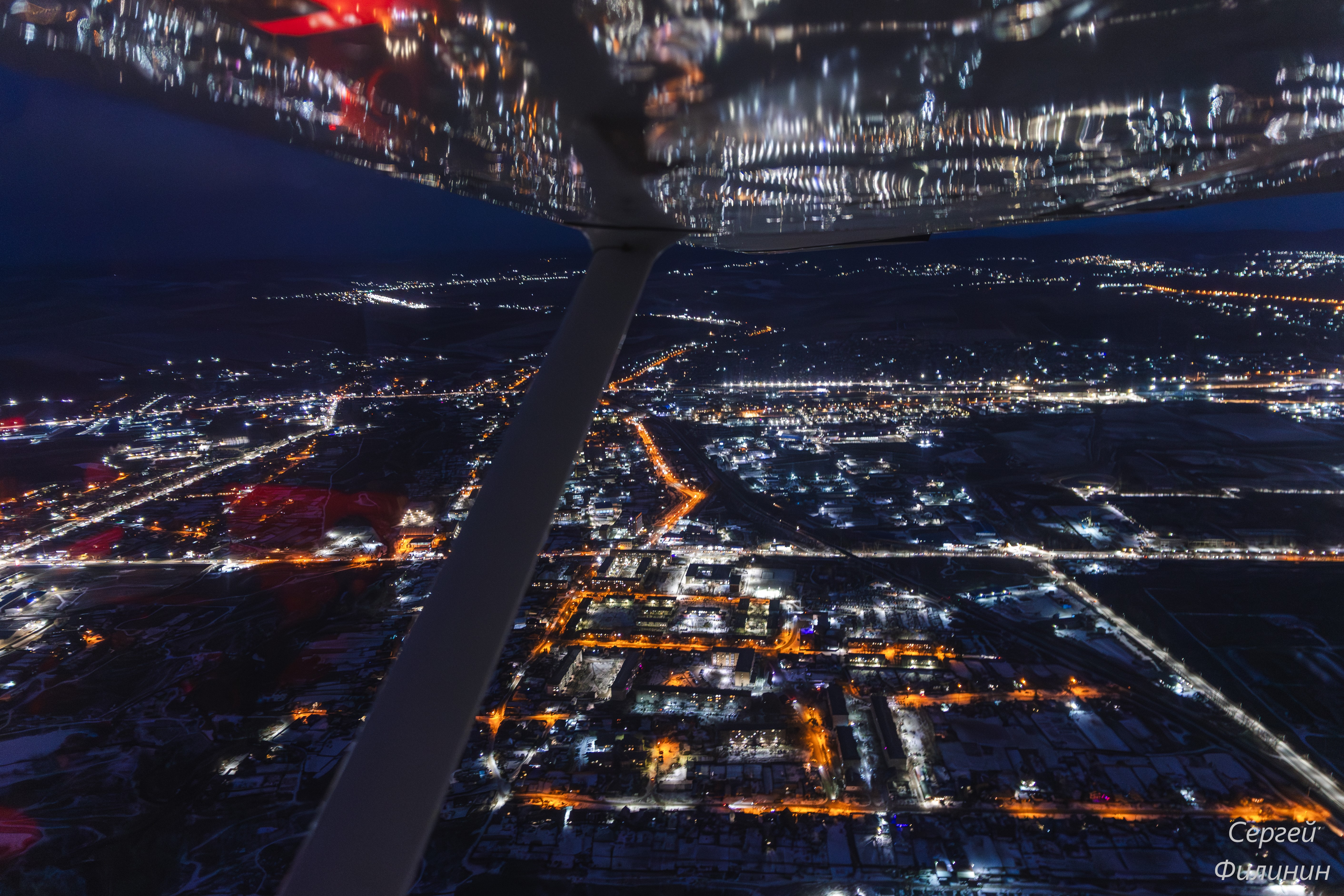 Ночной полет на самолете Cessna
